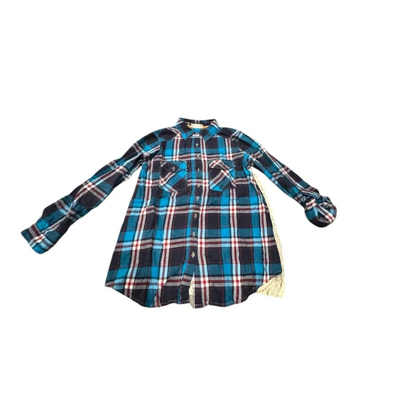 EUC Altard state flannel with lace back blue size small - Picture 1 of 4